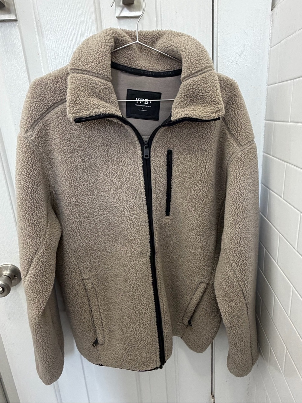 Abercrombie & Fitch Taupe Sherpa Zip Jacket
